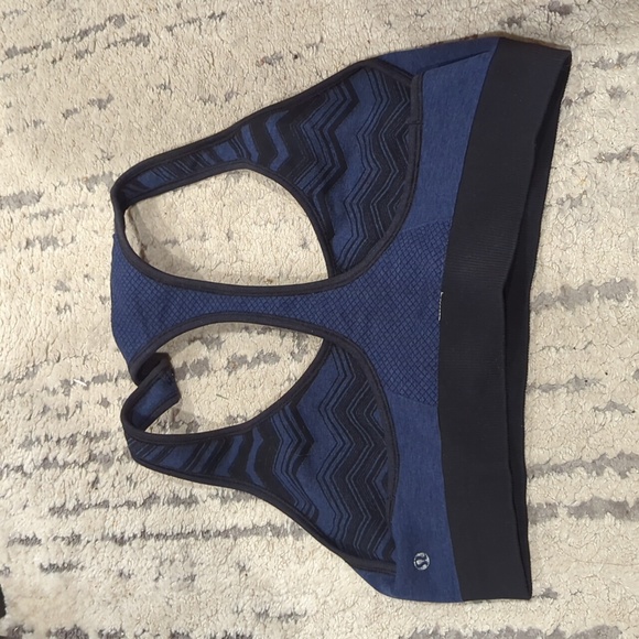 Lululemon Ebb & Flow Racerback Bra Reversible Heathered Deep Navy - Picture 6 of 10